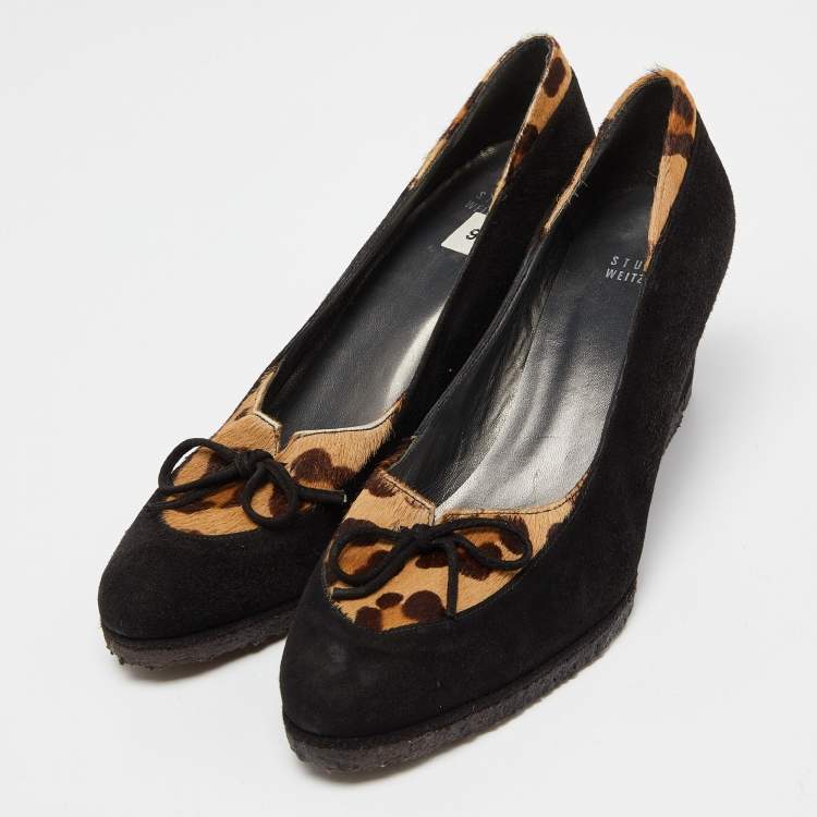 Stuart Weitzman Black Suede Wedge Heeled Loafers purchases - Size 9 1/2 Med.