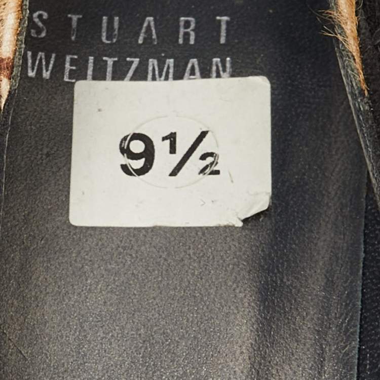Pre Owned Stuart Weitzman Black/Brown Suede and Calf Hair Wedge Pumps Size 40