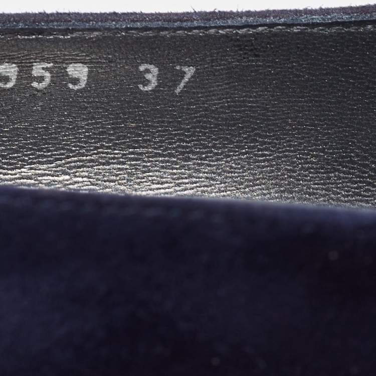 Pre Owned Stuart Weitzman Navy Blue Suede Corkswoon Wedge Pumps Size 37