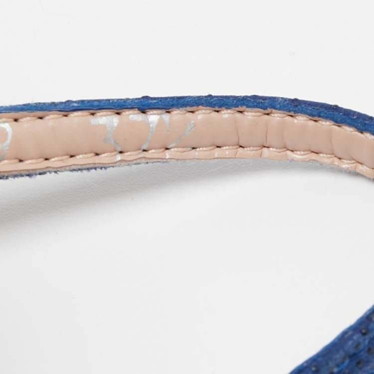 Pre Owned Stuart Weitzman Blue Suede Ankle Strap Sandals Size 37.5