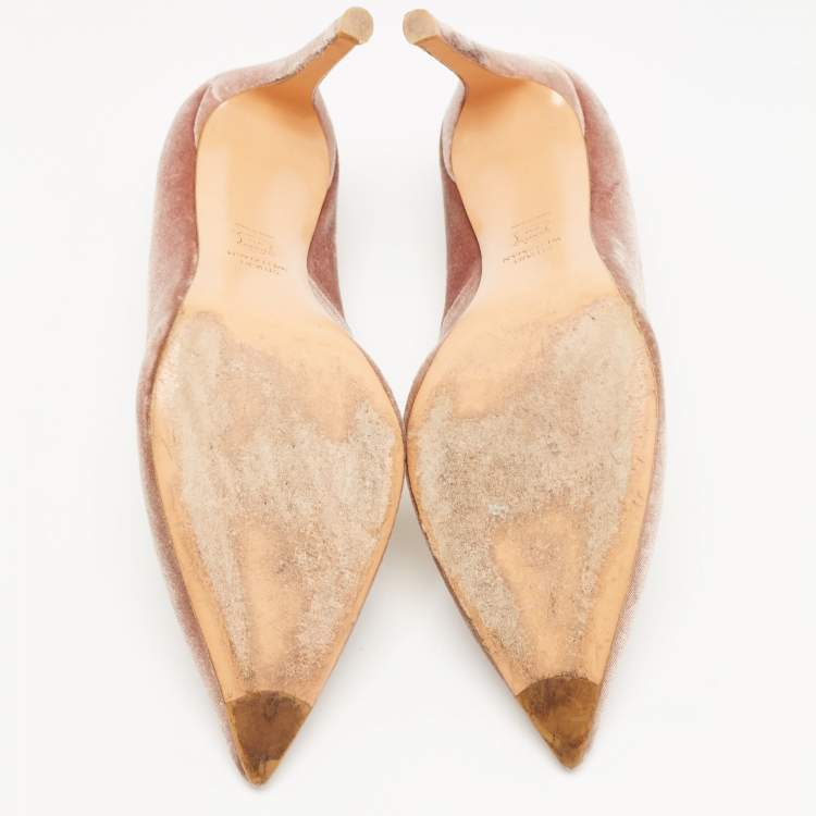 Pre Owned Stuart Weitzman Rose Velvet Pointed Toe Pumps Size 40