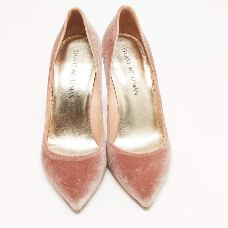 Pre Owned Stuart Weitzman Rose Velvet Pointed Toe Pumps Size 40