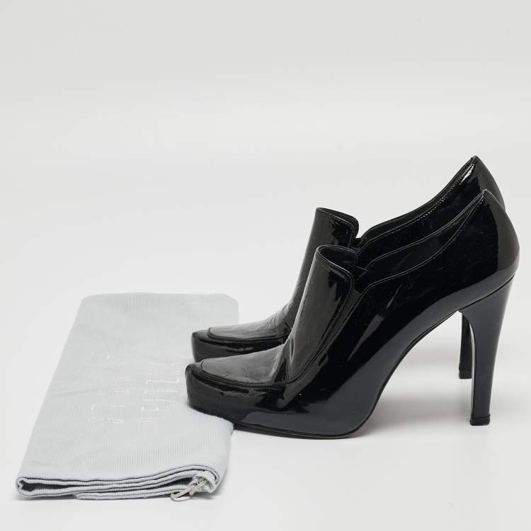Pre Owned Stuart Weitzman Black Patent Leather Loafer Pumps Size 39