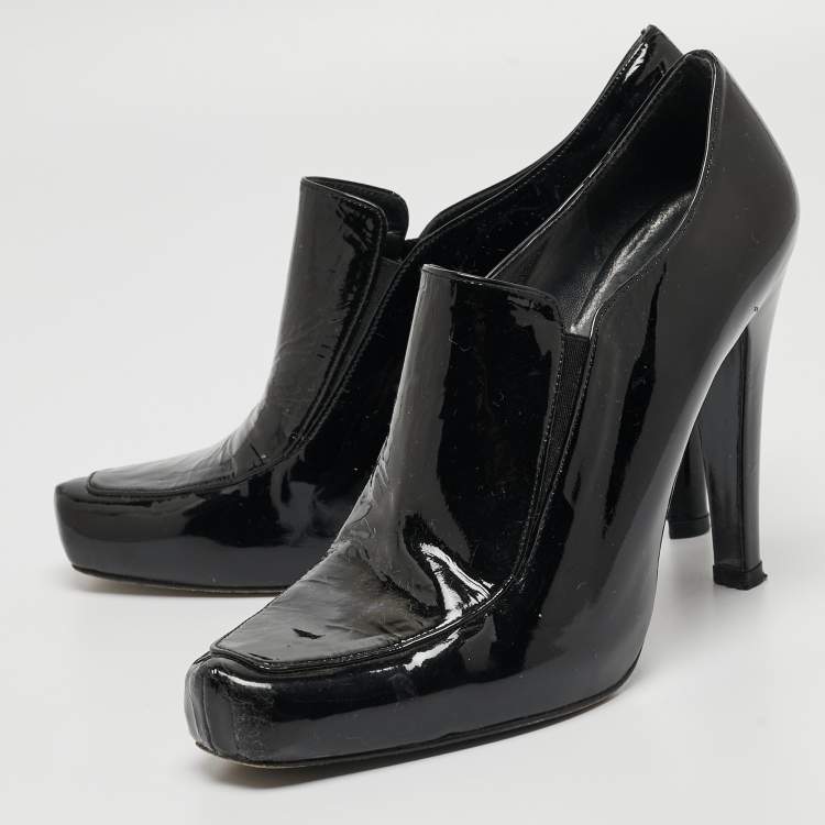 Pre Owned Stuart Weitzman Black Patent Leather Loafer Pumps Size 39