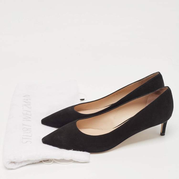 Pre Owned Stuart Weitzman Black Suede Anny Pumps Size 37.5