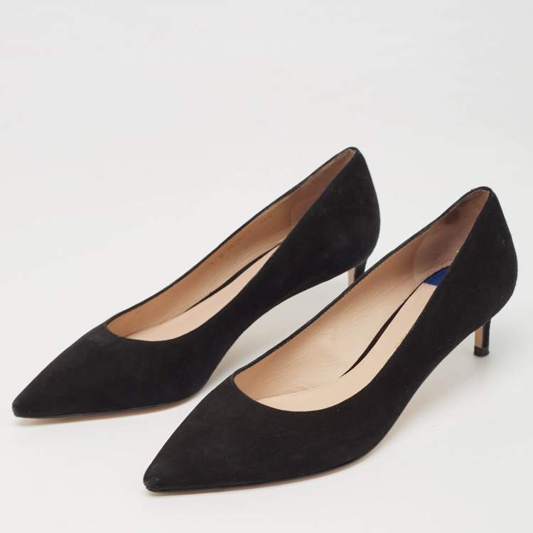 Pre Owned Stuart Weitzman Black Suede Anny Pumps Size 37.5