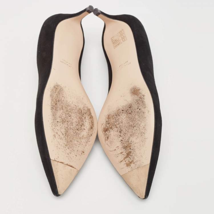 Pre Owned Stuart Weitzman Black Suede Anny Pumps Size 37.5