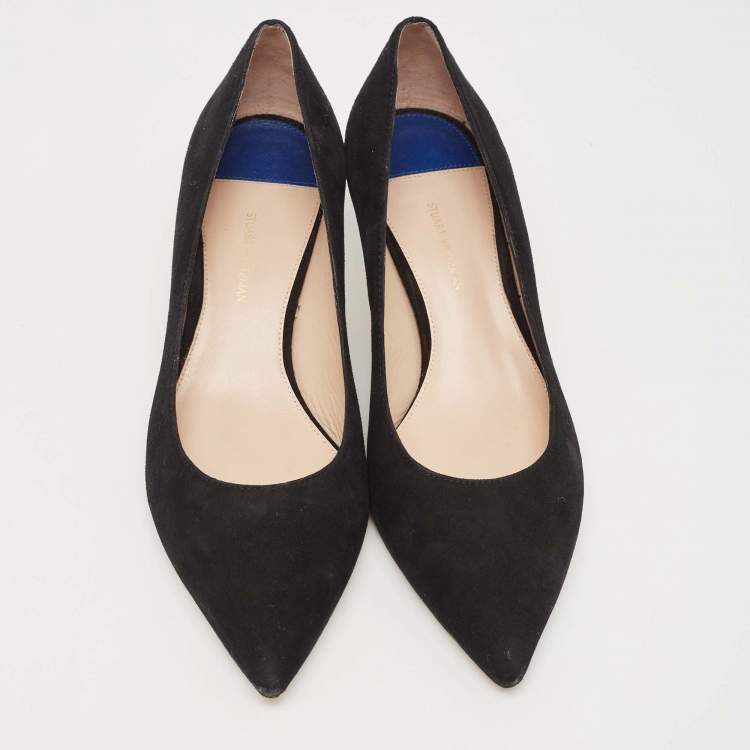 Pre Owned Stuart Weitzman Black Suede Anny Pumps Size 37.5