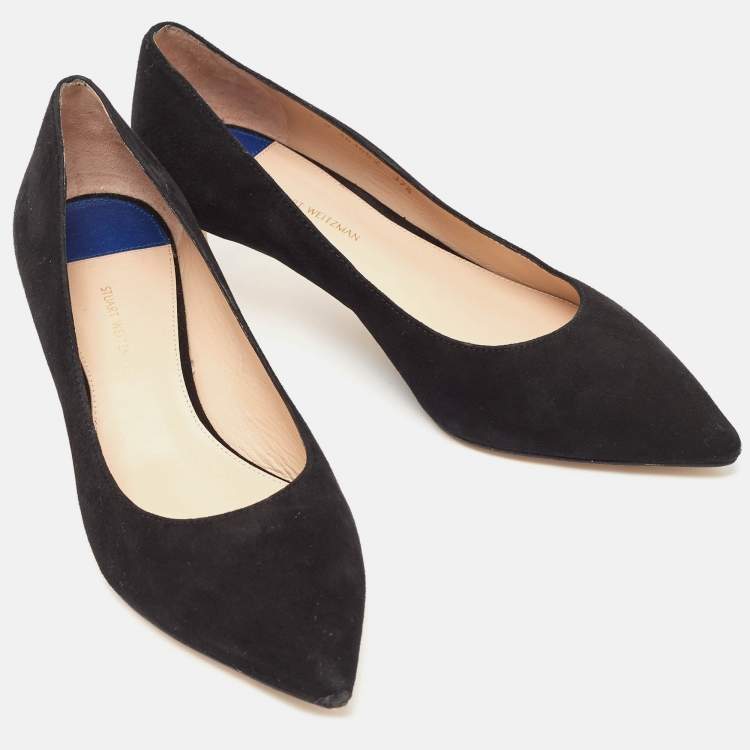 Pre Owned Stuart Weitzman Black Suede Anny Pumps Size 37.5