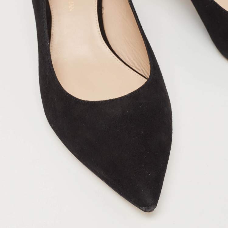 Pre Owned Stuart Weitzman Black Suede Anny Pumps Size 37.5