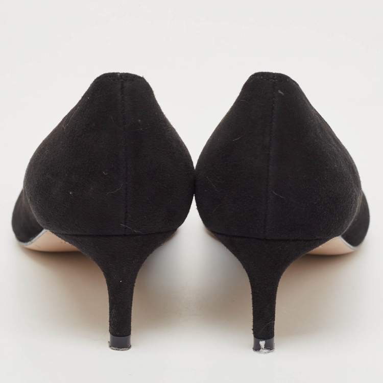 Pre Owned Stuart Weitzman Black Suede Anny Pumps Size 37.5
