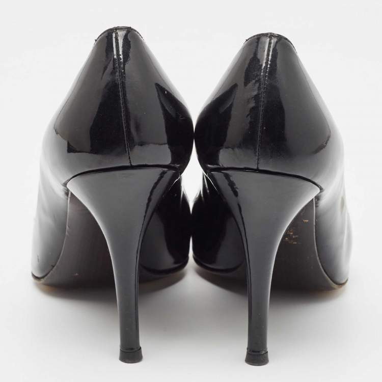 Pre Owned Stuart Weitzman Black Patent Leather Pointed Toe Pumps Size 39.5