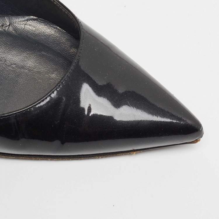 Pre Owned Stuart Weitzman Black Patent Leather Pointed Toe Pumps Size 39.5