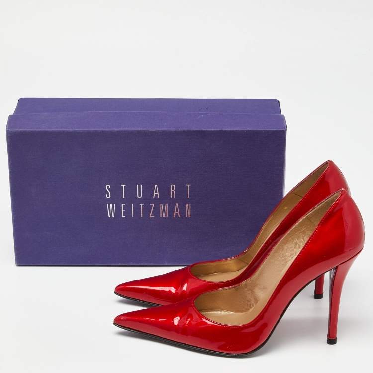 Pre Owned Stuart Weitzman Red Patent Pointed Pumps Size 38