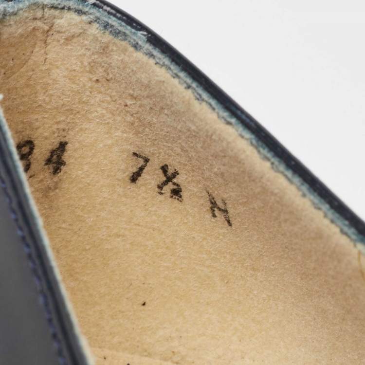 Pre Owned Stuart Weitzman Navy Blue Patent Leather Square Toe Pumps Size 38