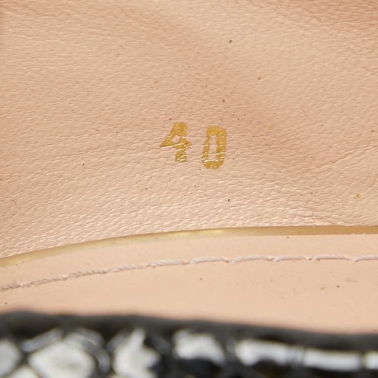 Pre Owned Stuart Weitzman Black Python Embossed Leather Peep Toe Platform Pumps Size 40