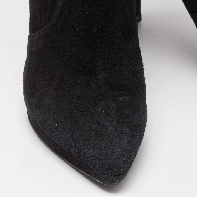 Pre Owned Stuart Weitzman Black Suede Over The Knee Length Boots Size 37