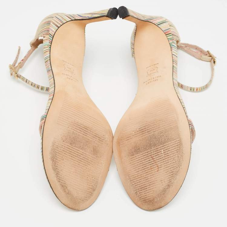 Pre Owned Stuart Weitzman Multicolor Suede Razzle Sandals Size 36.5