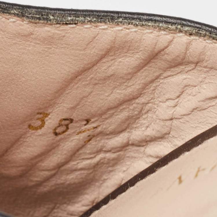 Pre Owned Stuart Weitzman Black Leather Embellished Mules Size 38.5  