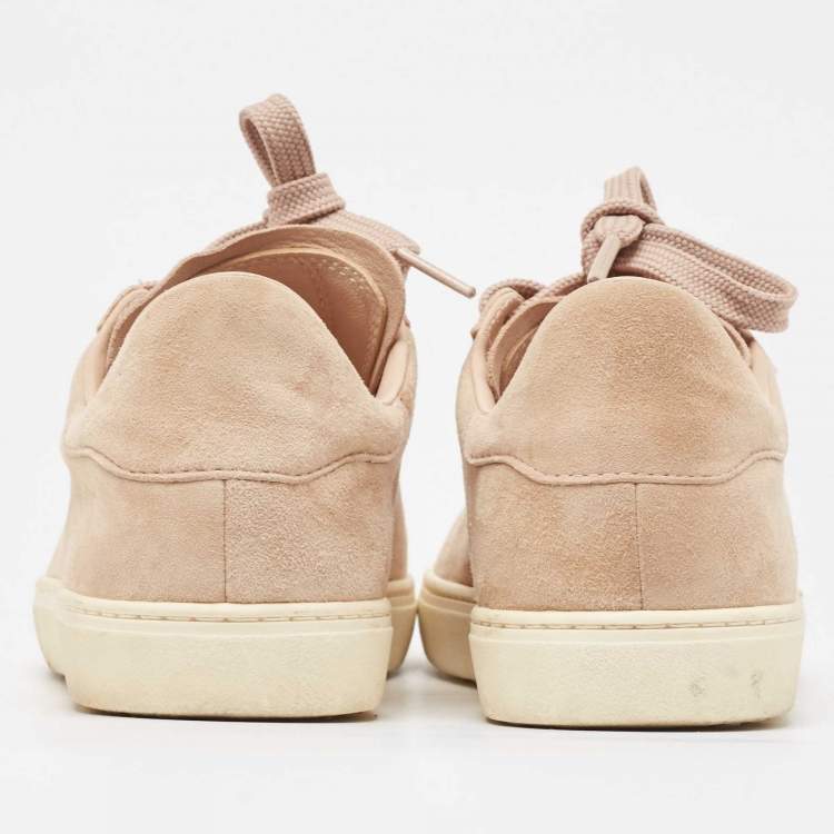Pre Owned Stuart Weitzman Dusty Pink Suede Low Top Sneakers Size 36.5