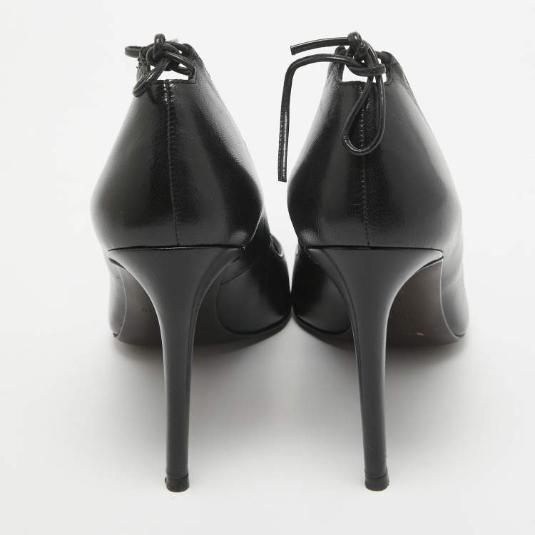 Pre Owned Stuart Weitzman Black Leather Bow Pointed Toe Pumps Size 40