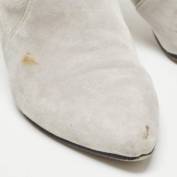 Pre Owned Stuart Weitzman Grey Suede Ankle Booties Size 36.5 