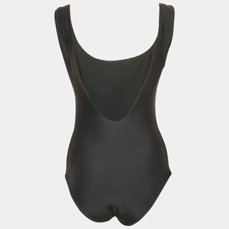 Pre Owned Stussy Black Logo Print Nylon Jersey Swimsuit M