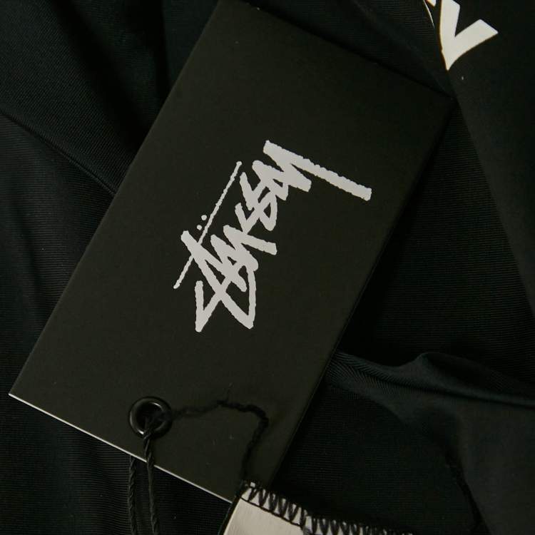 Pre Owned Stussy Black Logo Print Nylon Jersey Swimsuit M
