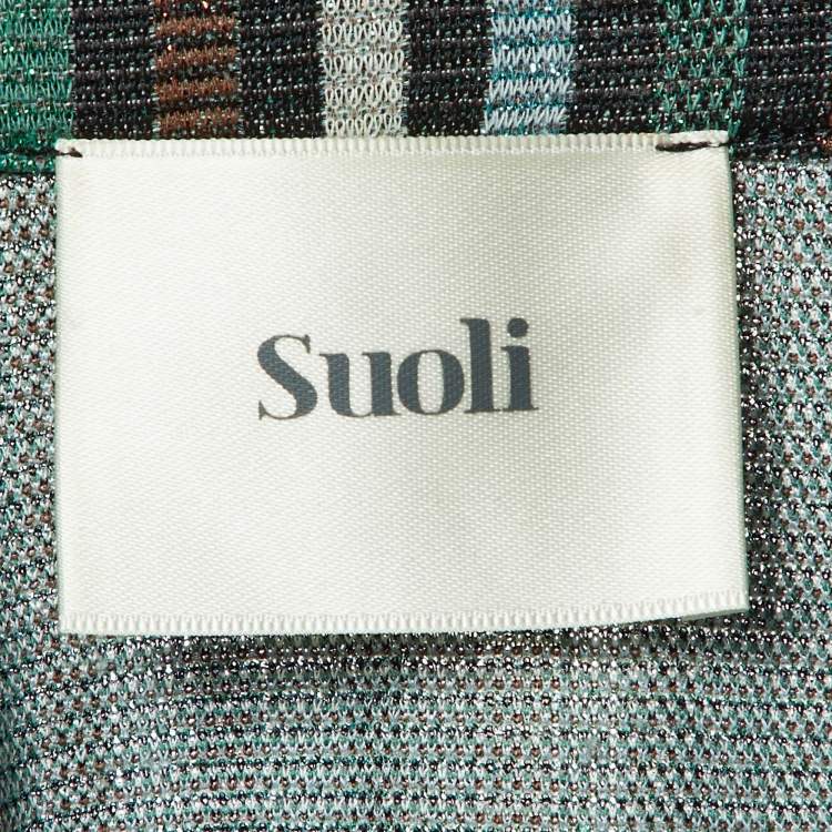 Pre Owned Suoli Metallic Lurex Knit Single Breasted Blazer S