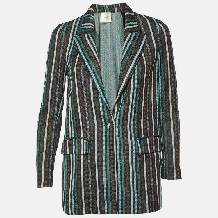 Pre Owned Suoli Metallic Lurex Knit Single Breasted Blazer S
