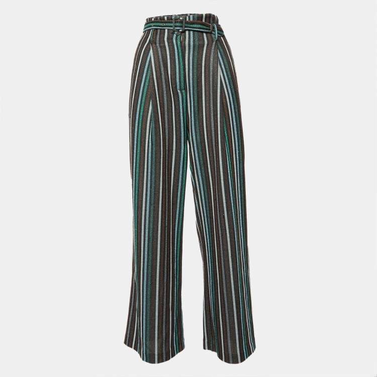 Pre Owned Suoli Multicolor Lurex Knit Belted Trousers S