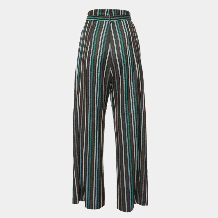 Pre Owned Suoli Multicolor Lurex Knit Belted Trousers S