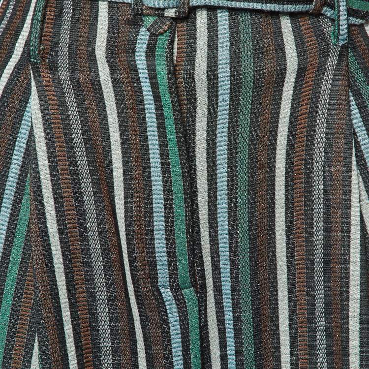 Pre Owned Suoli Multicolor Lurex Knit Belted Trousers S