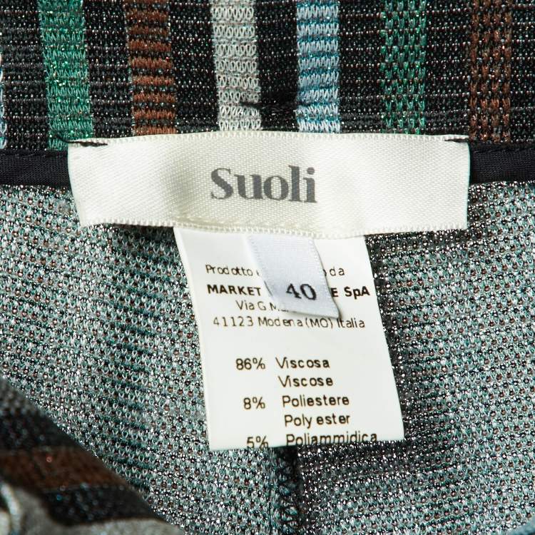 Pre Owned Suoli Multicolor Lurex Knit Belted Trousers S