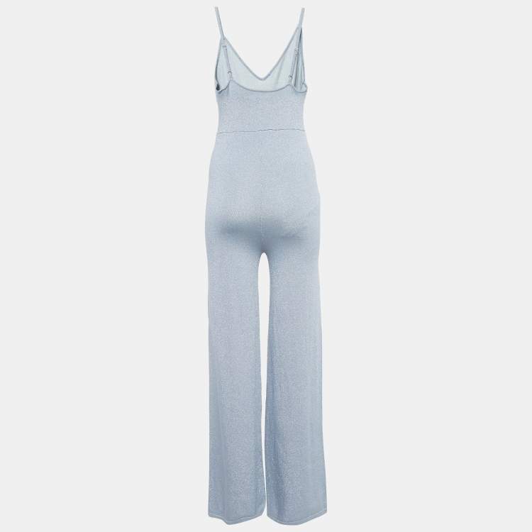 مملوكة مسبقًا Superdown Grey Lurex Knit Strappy Jumpsuit M