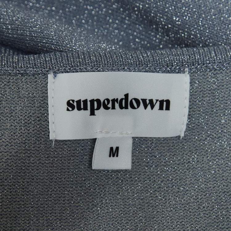 مملوكة مسبقًا Superdown Grey Lurex Knit Strappy Jumpsuit M