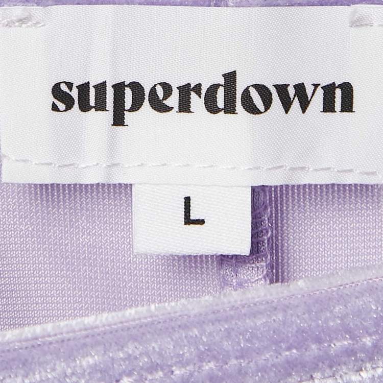 Pre Owned Superdown Lavender Stretch Velvet Jenny Mini Dress L