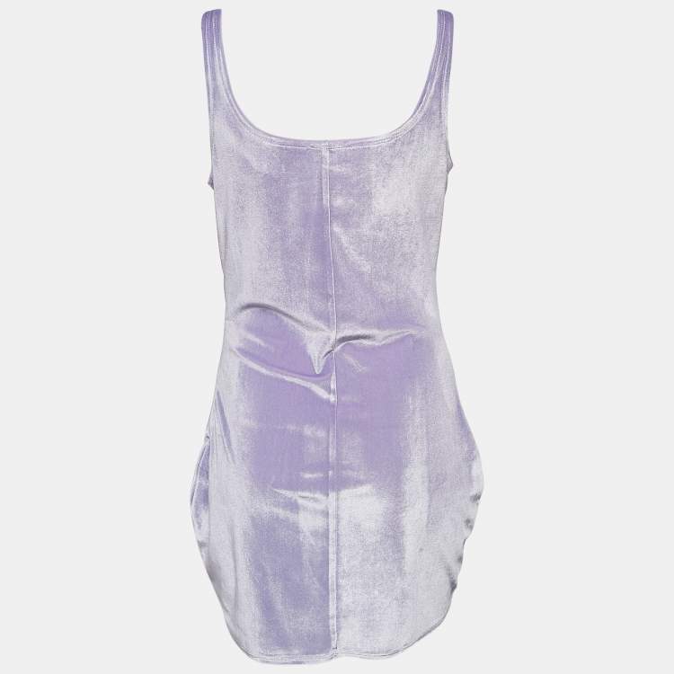 Pre Owned Superdown Lavender Stretch Velvet Jenny Mini Dress L
