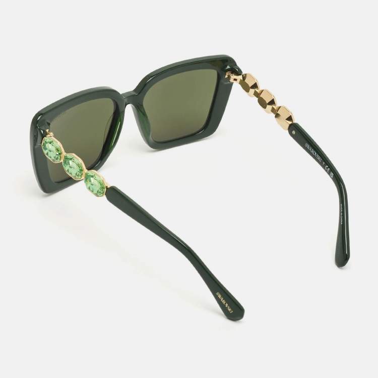Pre Owned Swarovski Green SK6032 Square Sunglasses
