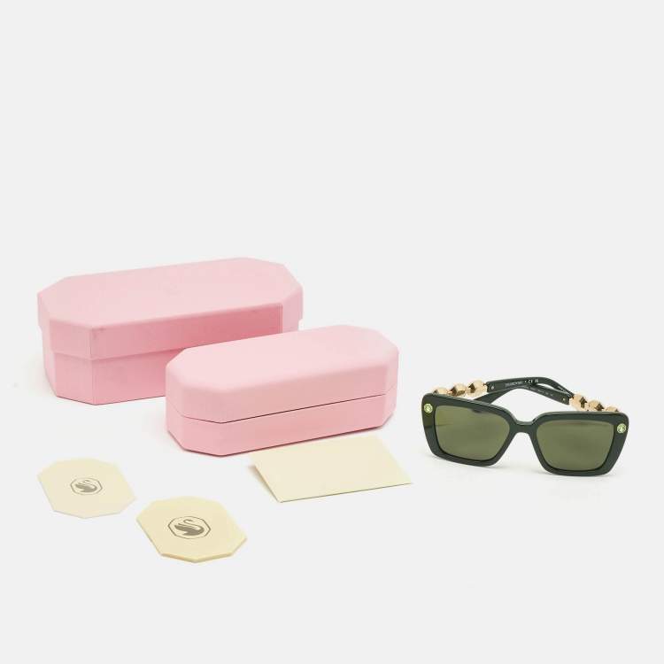 Pre Owned Swarovski Green SK6032 Square Sunglasses
