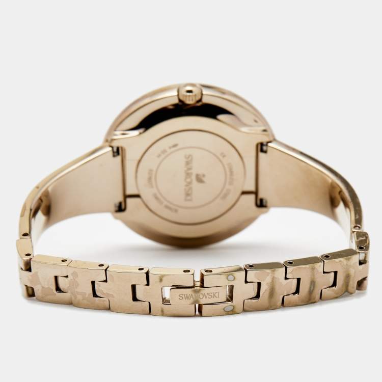 Pre Owned Swarovski Grey Rose Gold Plated Stainless Steel Crystalline 5376077 Women's Wristwatch 34 mm