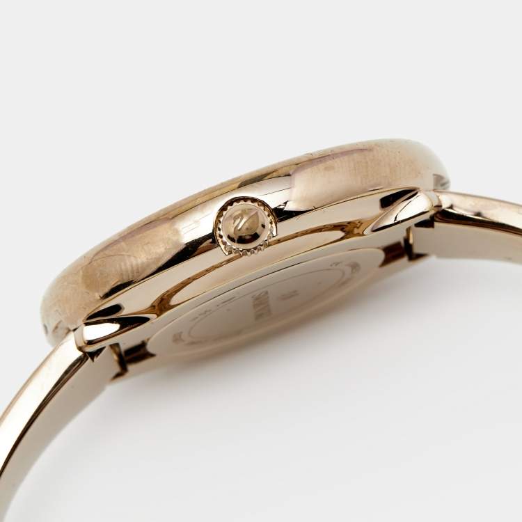 Pre Owned Swarovski Grey Rose Gold Plated Stainless Steel Crystalline 5376077 Women's Wristwatch 34 mm