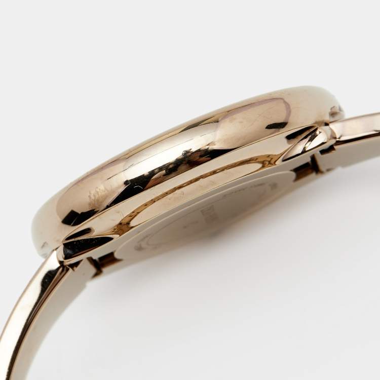 Pre Owned Swarovski Grey Rose Gold Plated Stainless Steel Crystalline 5376077 Women's Wristwatch 34 mm