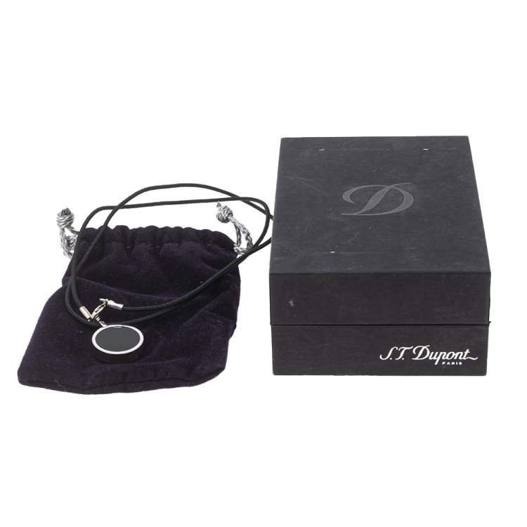 Pre Owned S.T Dupont D'Azur Onyx Pendant Cord Necklace