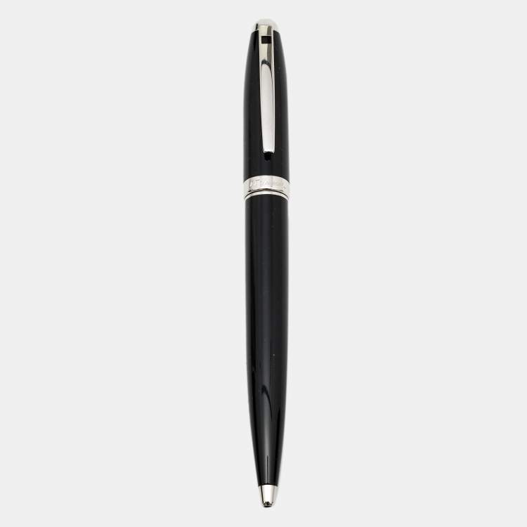 Pre Owned S.T. Dupont Black Chinese Lacquer Silver Tone Ballpoint Pen