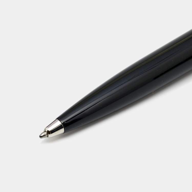 Pre Owned S.T. Dupont Black Chinese Lacquer Silver Tone Ballpoint Pen