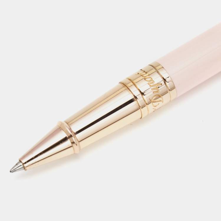 Pre Owned S.T. Dupont D-Initial Pink  Lacquer Rose Gold Tone Rollerball Pen