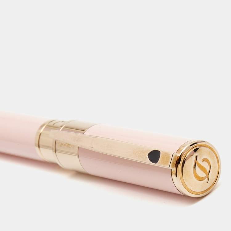 Pre Owned S.T. Dupont D-Initial Pink  Lacquer Rose Gold Tone Rollerball Pen