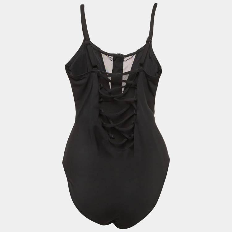 Pre Owned TA3 Black Jersey Lace-Up New Zippy Swimwear XS