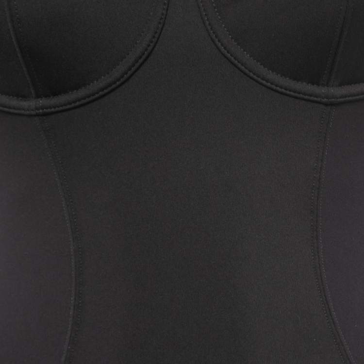 Pre Owned TA3 Black Jersey Lace Up High Cut Plungey Swimsuit S